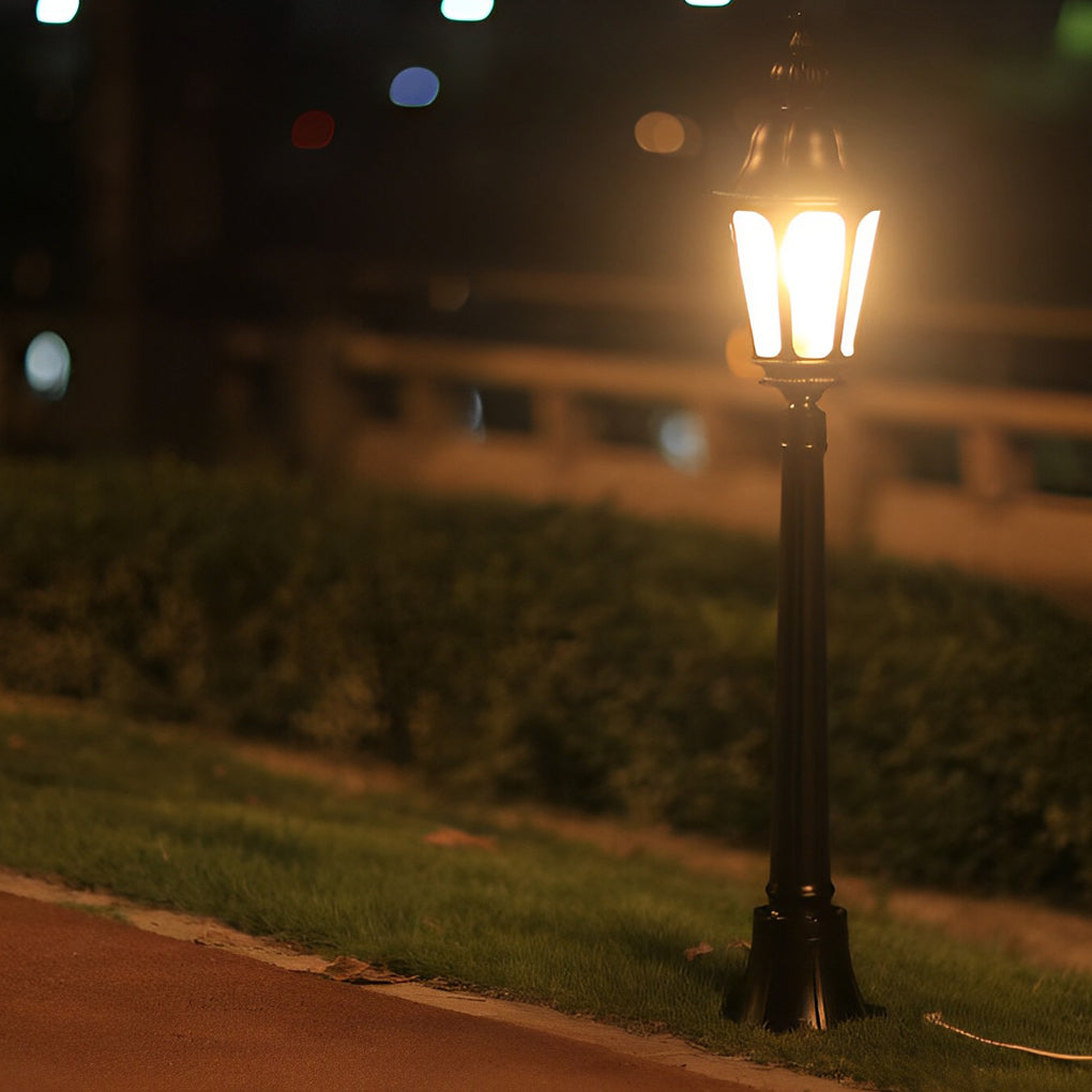 Black Outdoor Pathway Lamp Post — Die-Cast Aluminum and Glass, E27, 37" H, IP-Rated Weatherproof