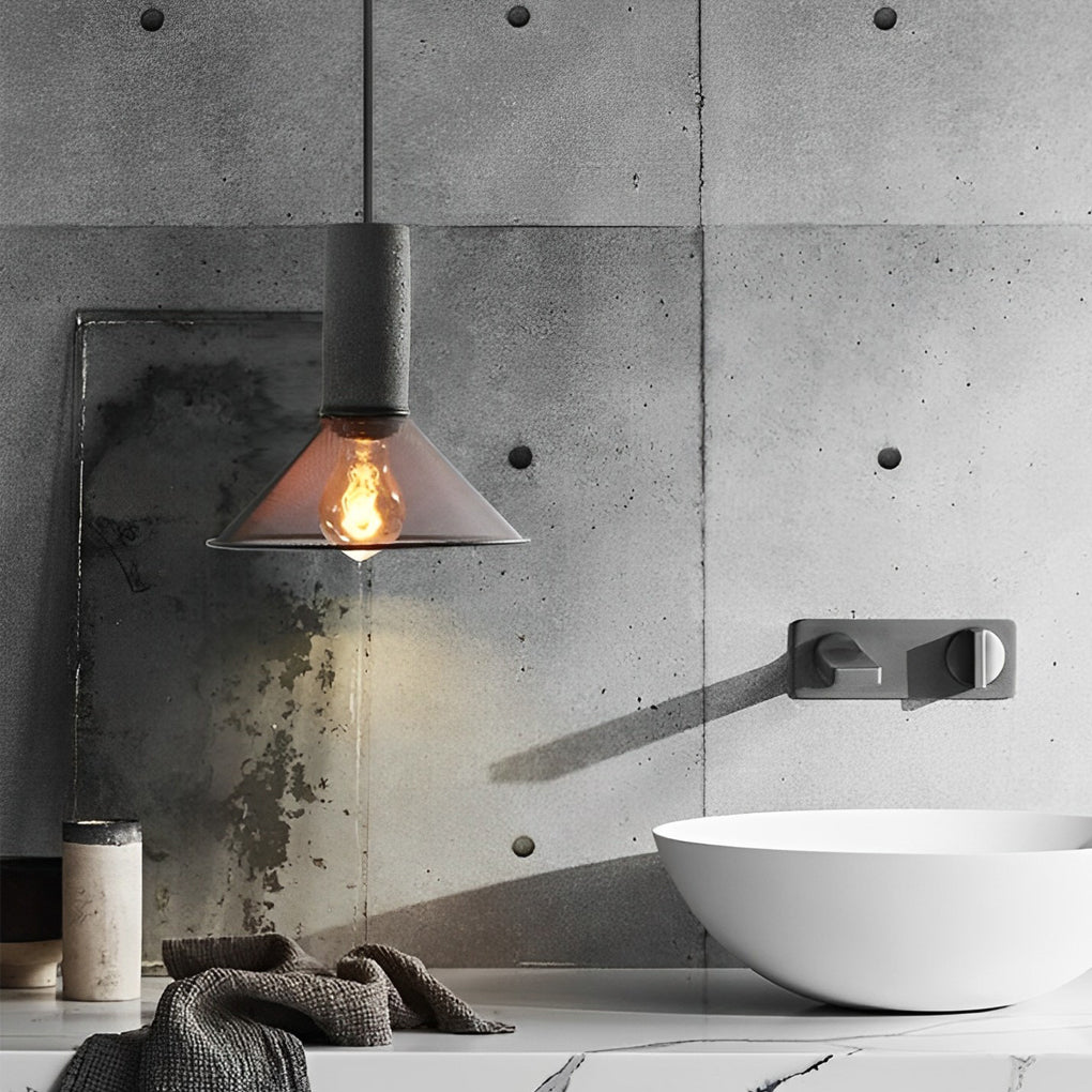 Industrial Cage Pendant — Concrete and Iron, Black, E27, 3000K Warm White