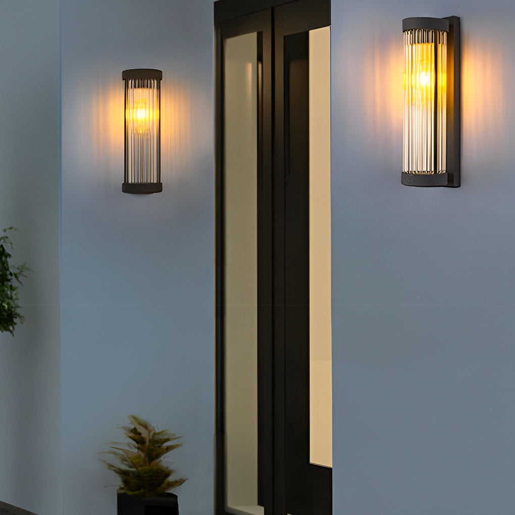 Modern Black Solar / Hardwired Outdoor Wall Sconce — Stainless Steel and Glass, LED, IP54 Weatherproof