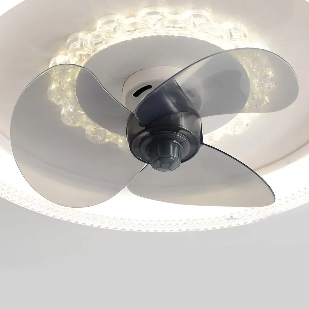 Modern Ceiling Fan Light with Round Design, 360° Rotatable Feature, and Stepless Dimming LED Luxe