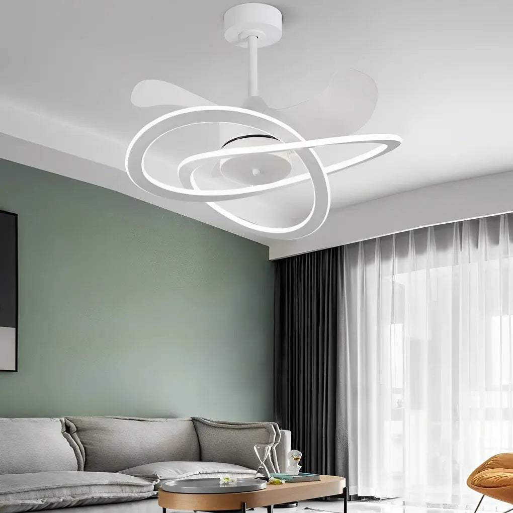 Nordic Bladeless Ceiling Fans with Waves Flower LED, Mute Function, and Creative Timing Luxe