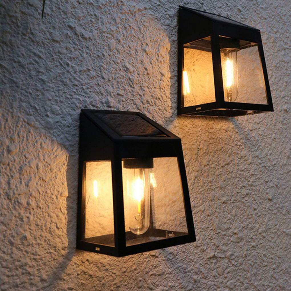 Solar Outdoor Wall Lantern — ABS, Tungsten Bulb, Dusk-to-Dawn Motion Sensor, 3-Mode, IP65, Black or White