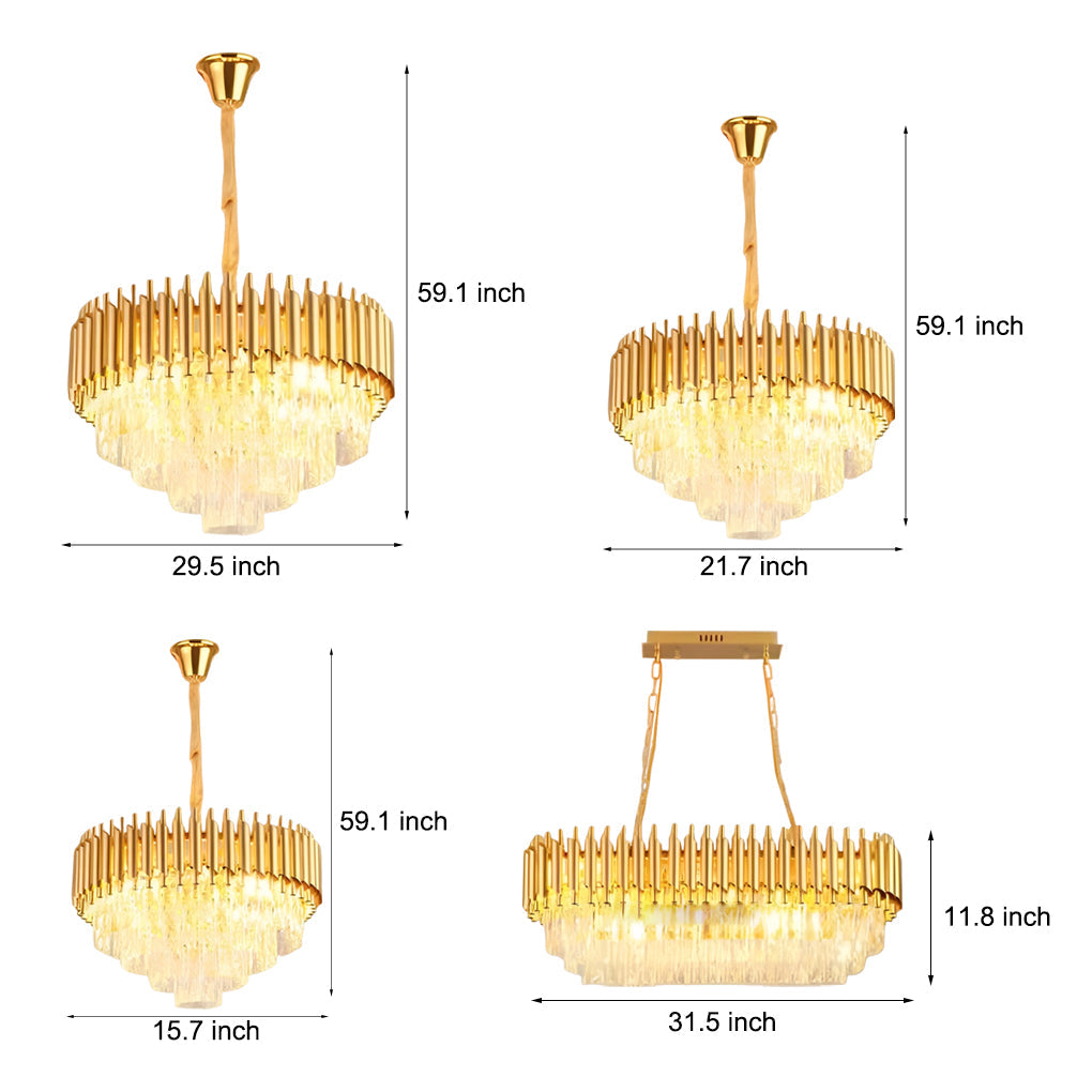 Postmodern Round Oval Crystal Chandelier — Black and Gold Iron, E14, Three-Step Dimming (3000K/4500K/6000K)