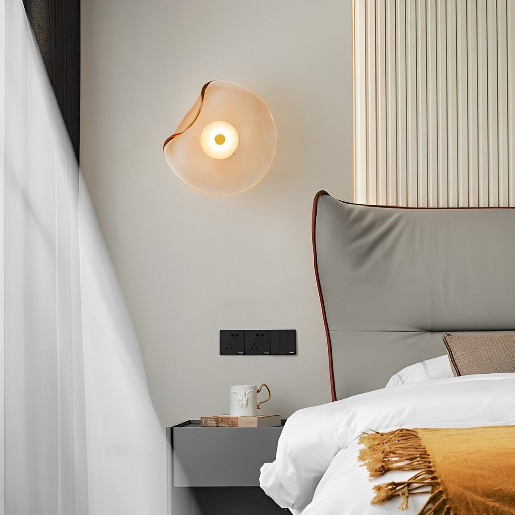 Postmodern Irregular Round Glass Wall Sconce — 10" Diffused, Warm White 3000K, Brown / Smoke Gray / Light Purple