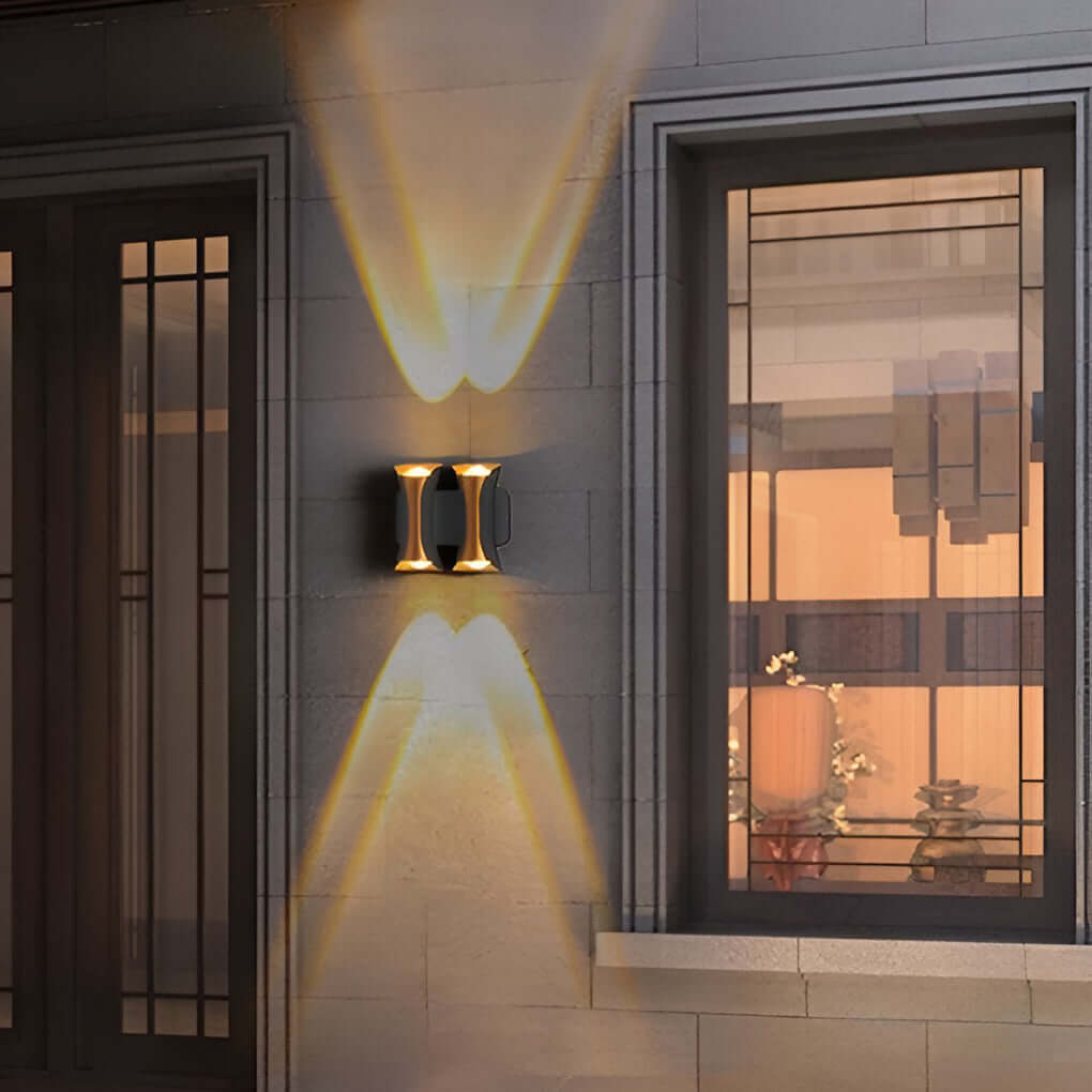 Modern Up/Down Outdoor Wall Sconce — Die-Cast Aluminum & Glass, LED, IP54, 4-Light / 6-Light / 8-Light
