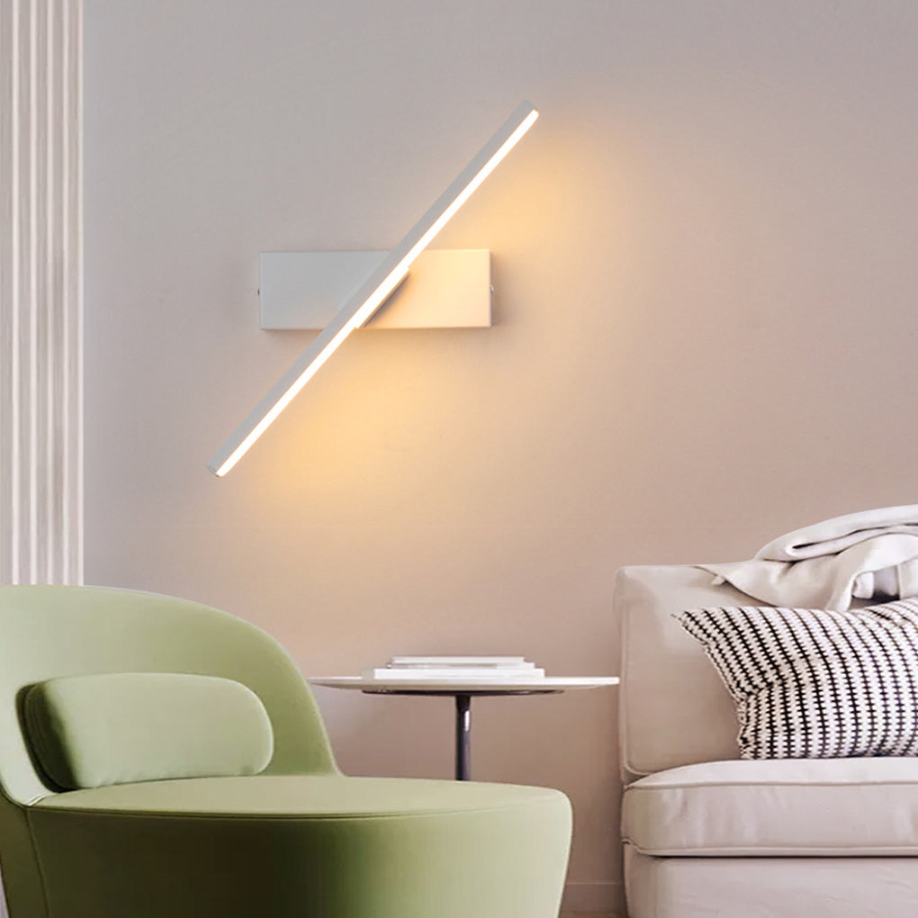 330° Rotatable Linear LED Wall Sconce — Aluminum & Iron, Black or White, 12" or 20"