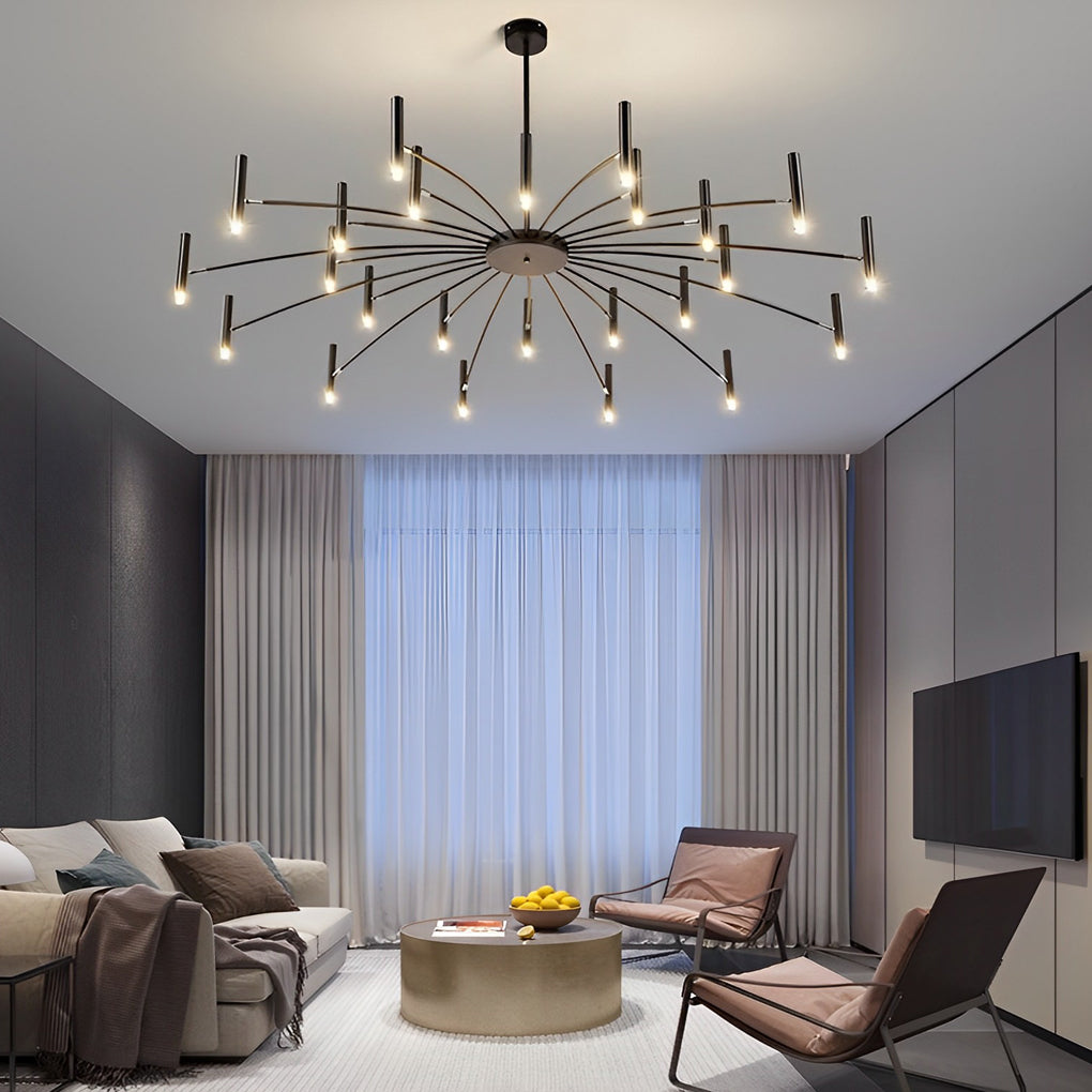 Minimalist Adjustable Metal Chandelier — G9 LED, Three-Step Dimming, 3000K/4500K/6000K, 180° Rotatable Head, Black or White