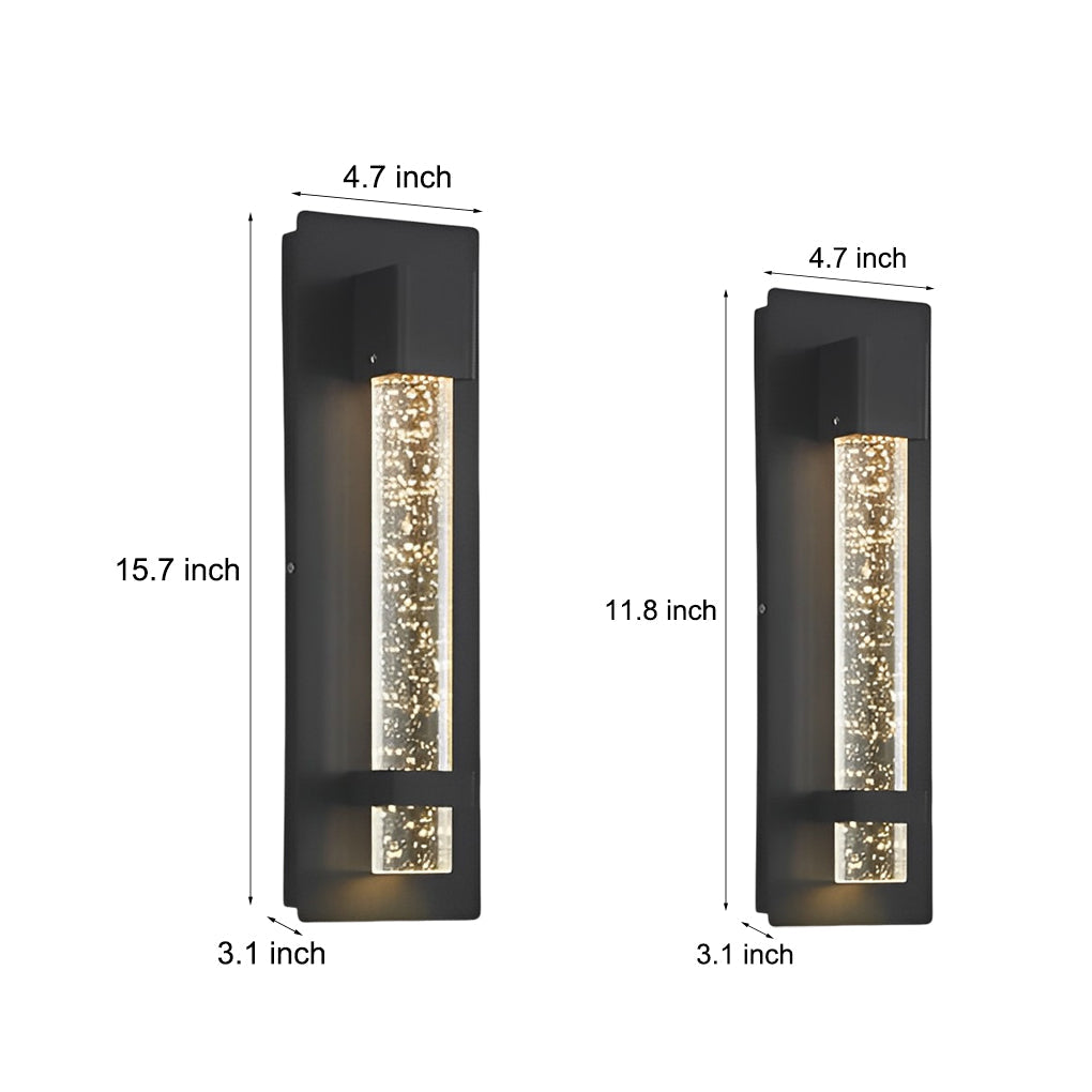 11.8" Bubble Glass Hardwired Outdoor Wall Sconce — Aluminum, LED 12W, IP65 Waterproof, 3000K