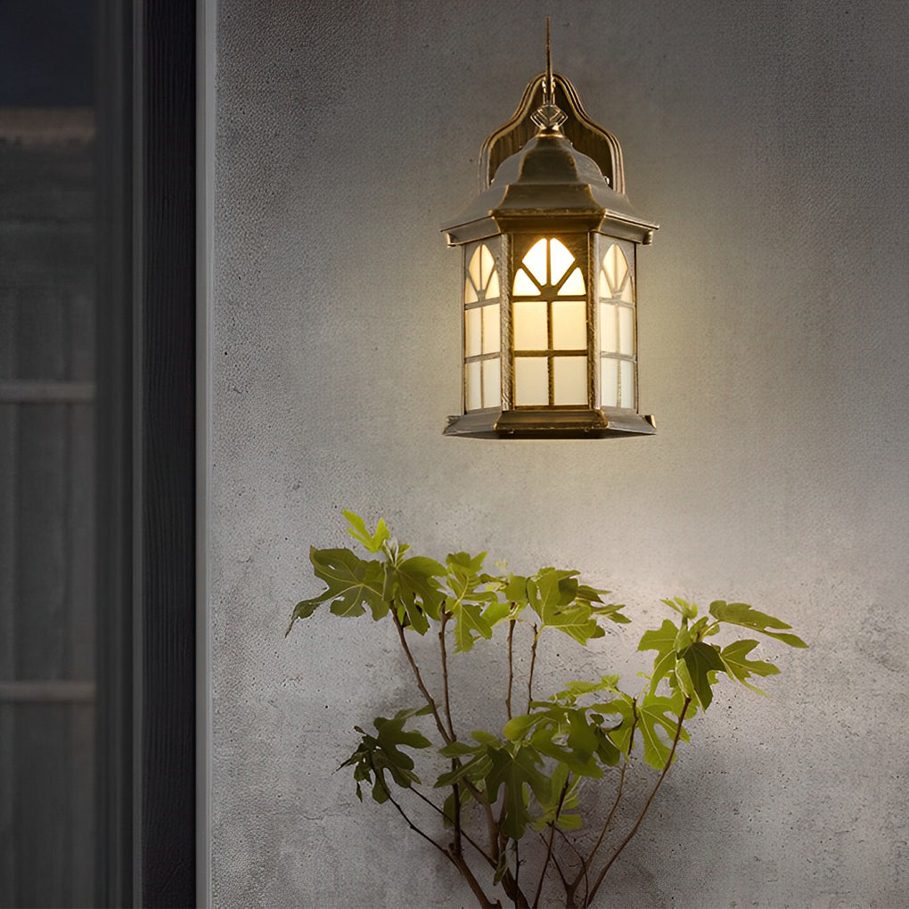 Retro Solar & Hardwired Outdoor Wall Sconce — Die-Cast Aluminum and Glass, Dimmable LED, Remote Control, IP65 Weatherproof
