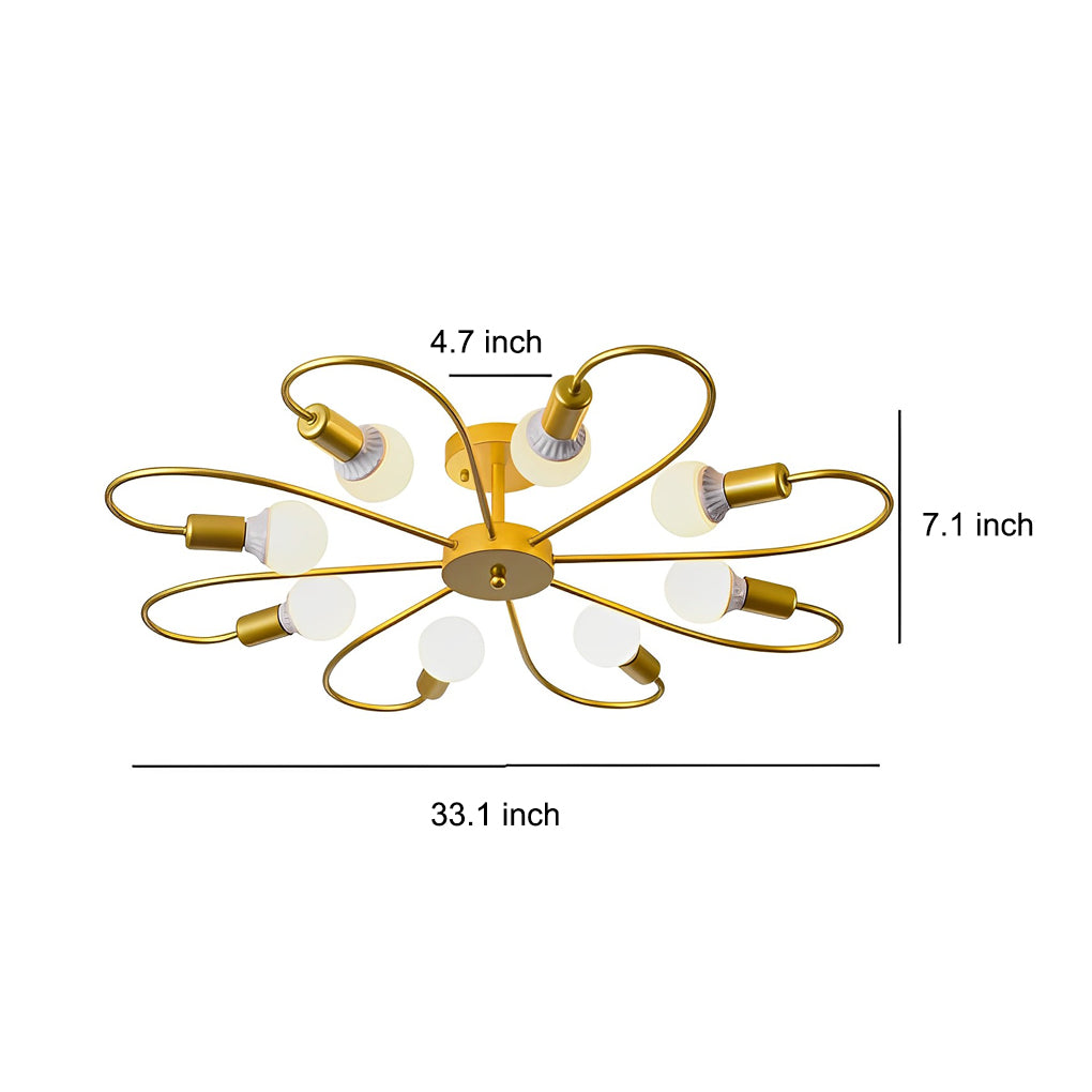 Flower Semi Flush-Mount Ceiling Light — Iron, 33.1" Diameter, Black or Gold Finish