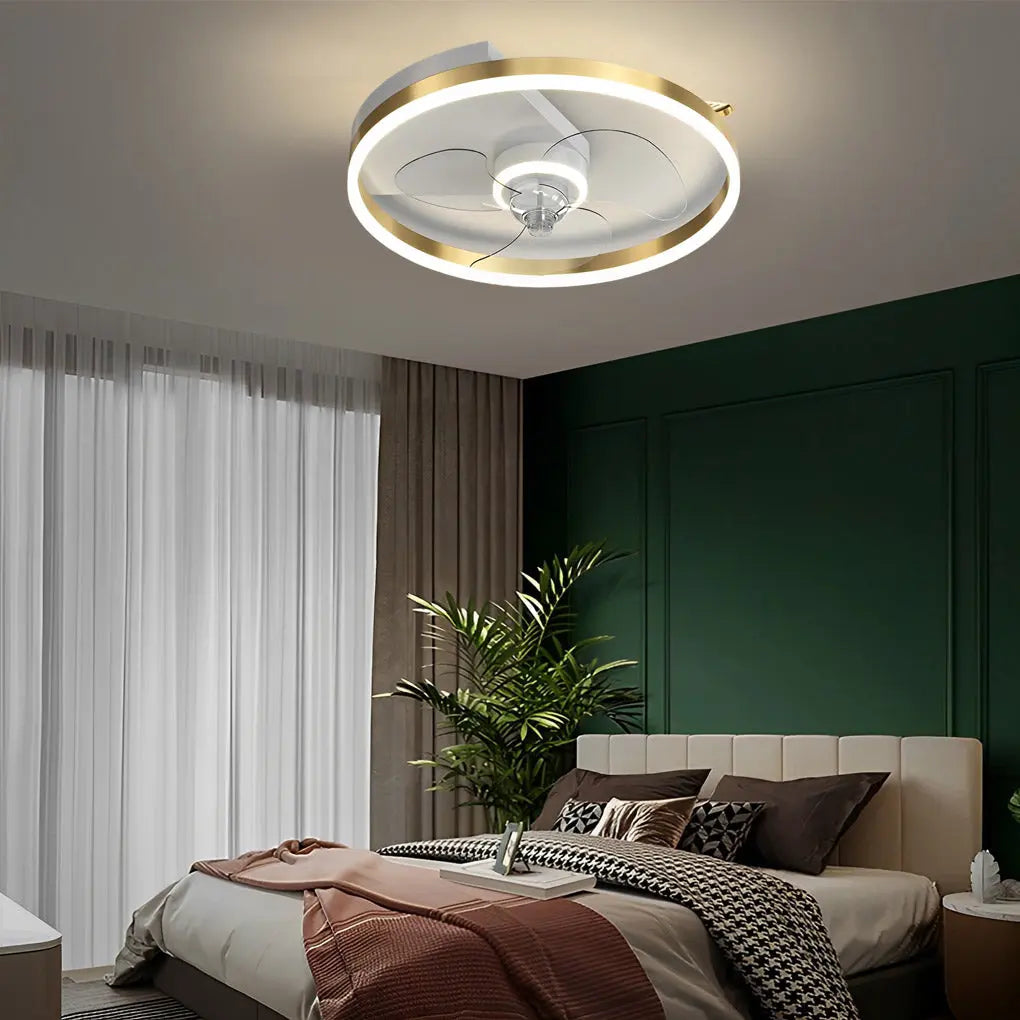 Modern Round Bladeless Ceiling Fan Lamp with Intelligent LED and Silent Operation Luxe