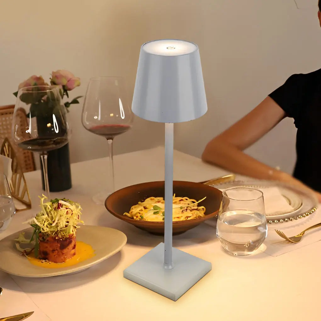 Portable Touch-Control Table Lamp with Rechargeable Aluminum Design - Top Hat Luxe