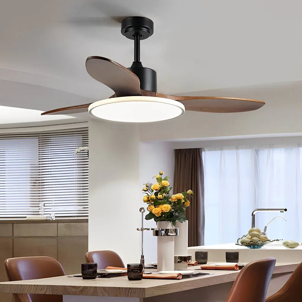 Nordic Ceiling Fan Light with Remote Control - Wood Mute Design and 3-Step Dimming LED Luxe