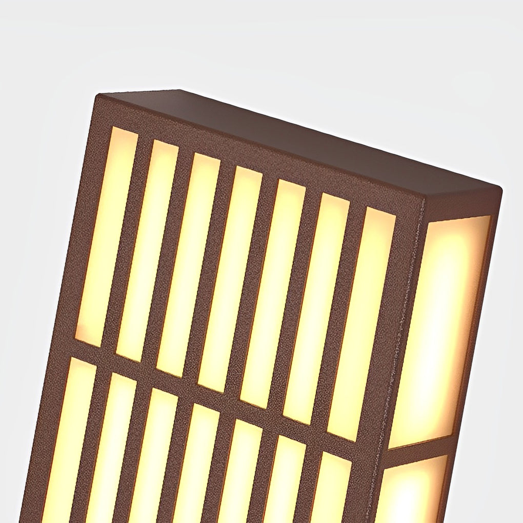 Retro Vertical Stripe Grid Outdoor Wall Sconce — Brown Stainless Steel, LED 3000K, IP65 Weatherproof, 23.6"–47.2"