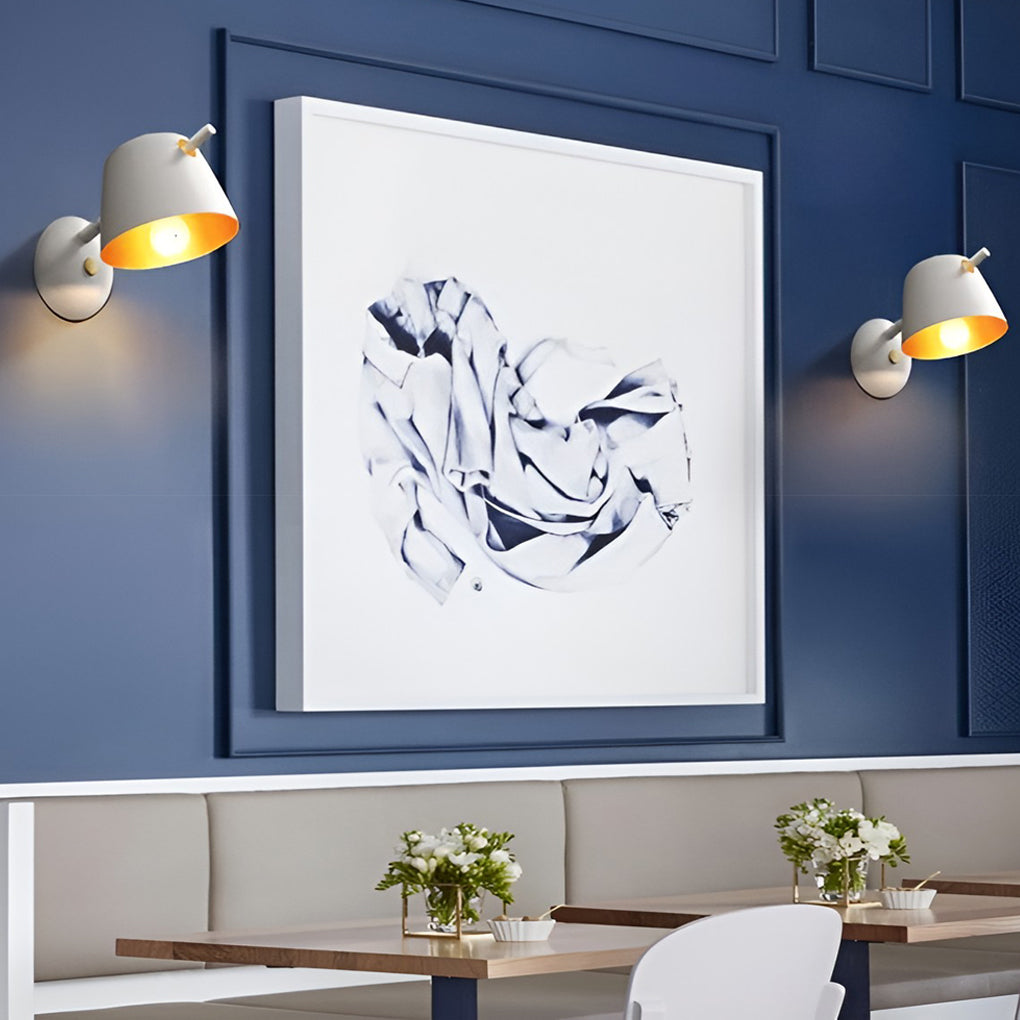 Hat-Style Minimalist Wall Sconce — Matte Iron, E27, 3000K, White / Black / Blue