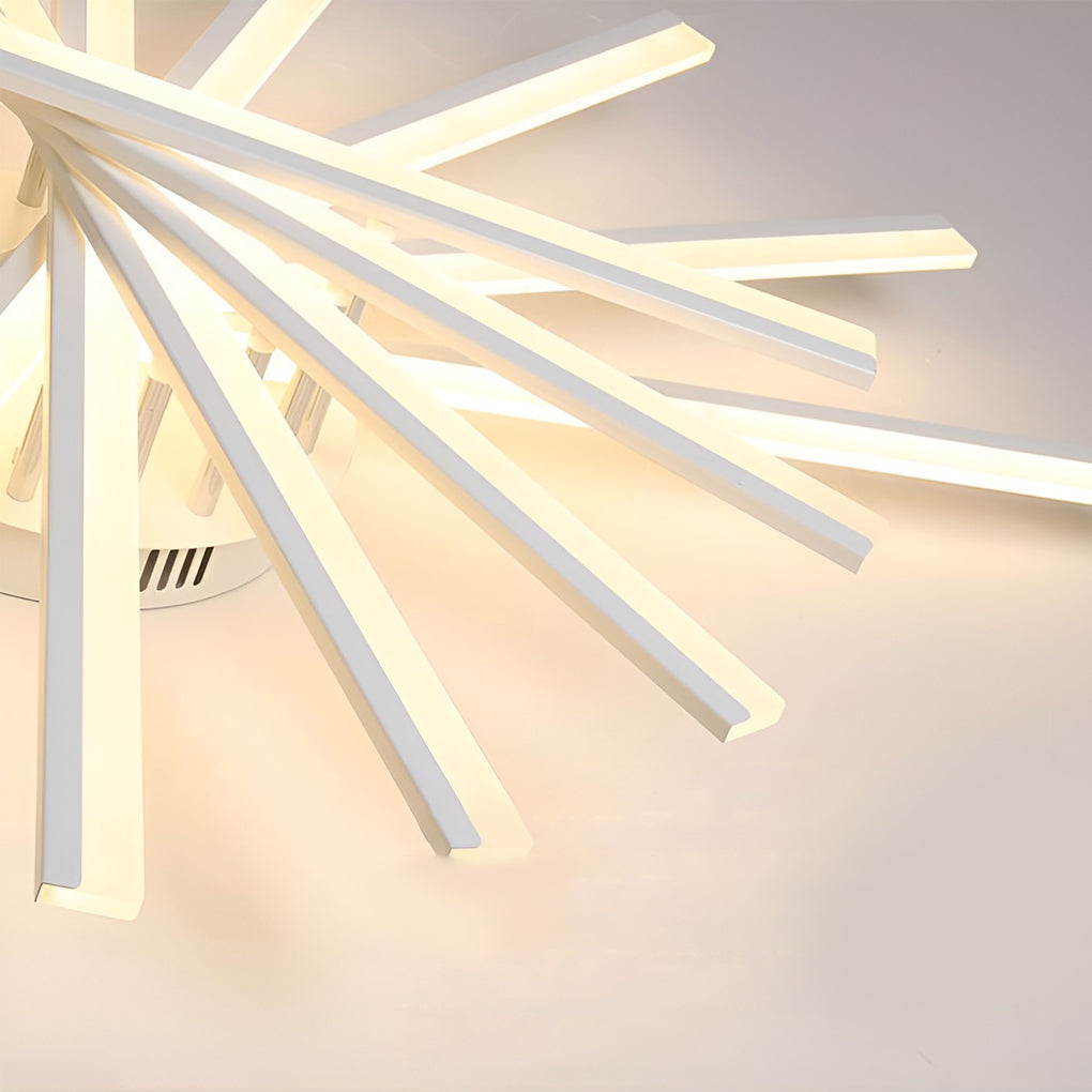 Modern Minimalist Strip LED Semi-Flush Chandelier — Iron and Acrylic, White, Stepless Dimming, Remote Control, 7- or 9-Light