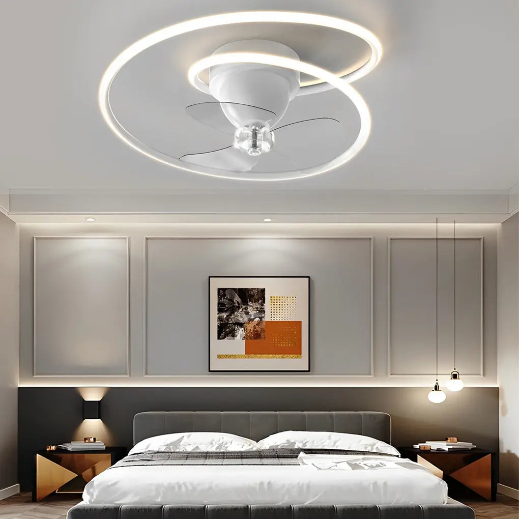 Modern Ceiling Fan Light with Smart 360° Rotation, LED Stepless Dimming, and Timing Features Luxe