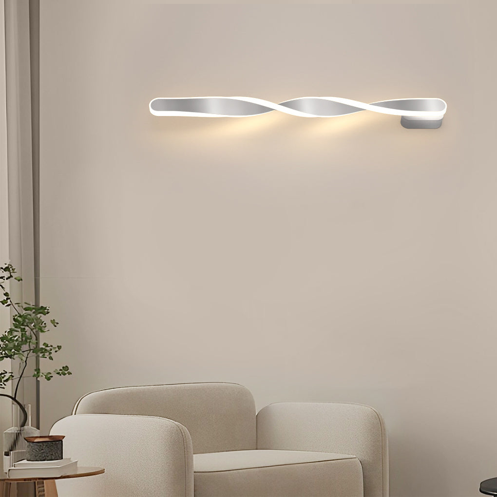Minimalist Spiral Linear Wall Sconce — Aluminum with Silicone LED Strip, 29W, 28"