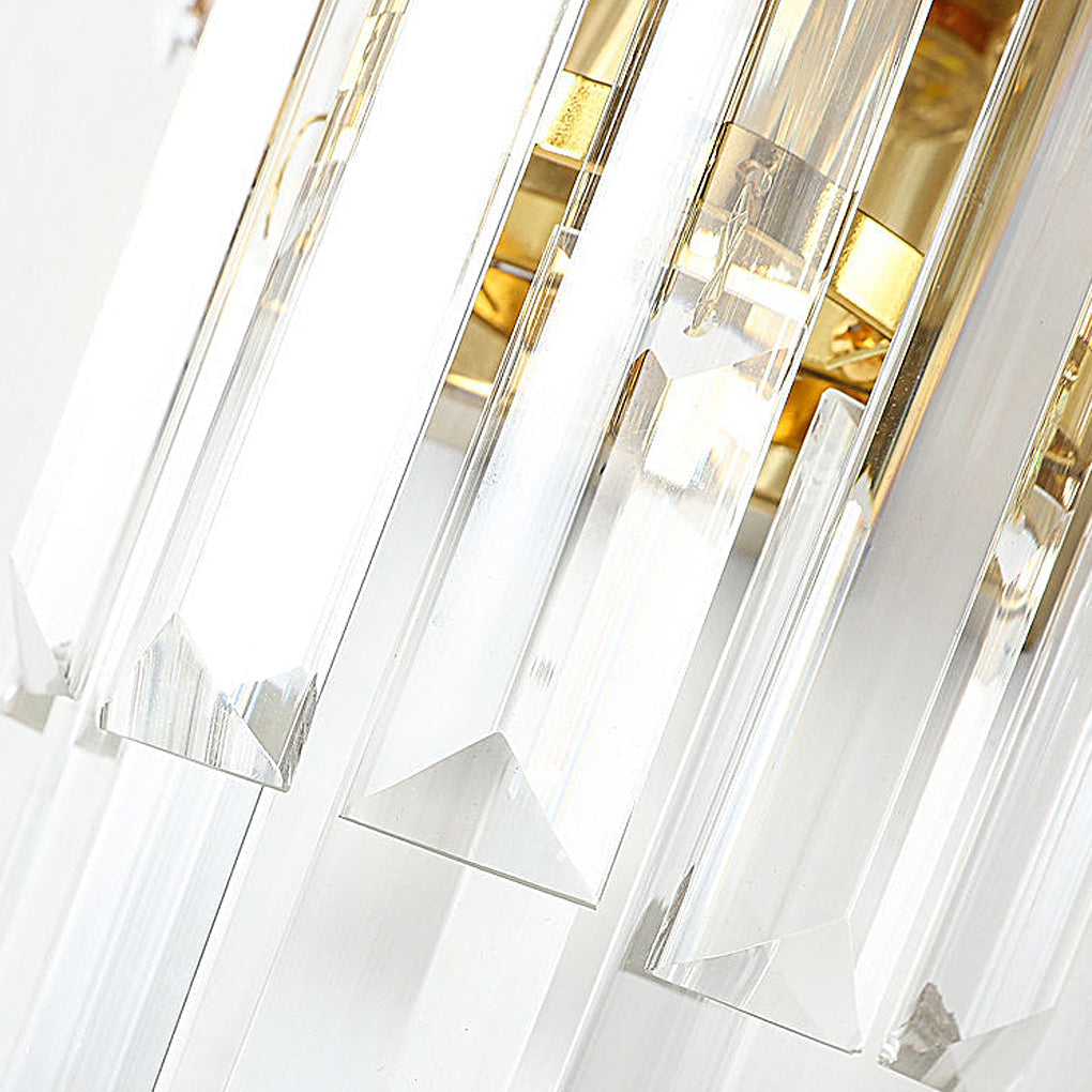 Postmodern Geometric Wall Sconce — Metal and Crystal Glass, 2-Light E14, Gold and Black, 10" × 14"
