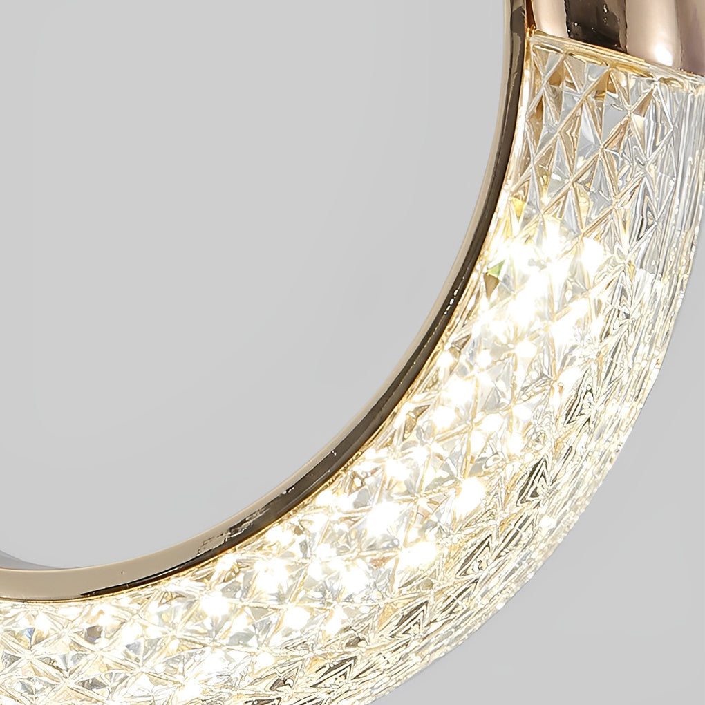 Moon Ring Mini Pendant — Zinc Alloy, Gold Electroplated, LED 7W 3000K, 8" Diameter