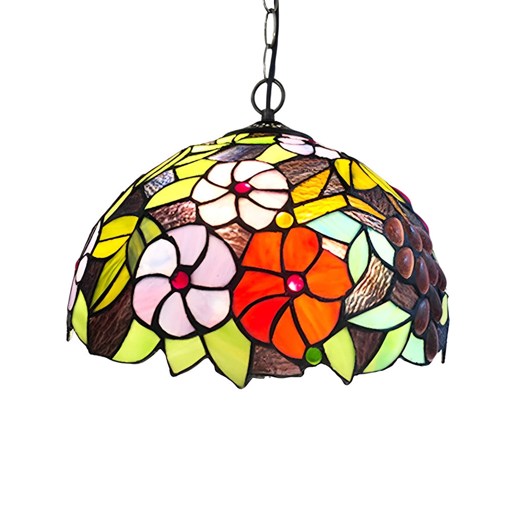 Baroque Mini Pendant Chandelier — Handmade Welded Colorful Glass, E27, 11.8" Diameter