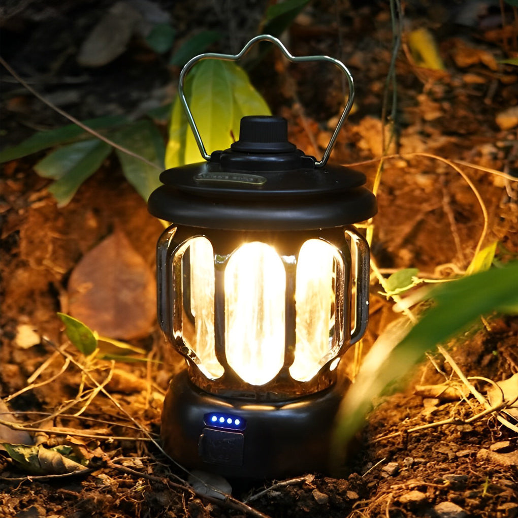 Retro Portable Outdoor Camping Lantern — ABS and Iron, Rechargeable LED, Type-C, 4W 150lm, 6"