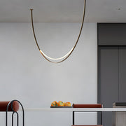 Modern LED Belt Pendant Chandelier — Iron and Leather, 1- or 3-Light, Hardwired, 3000K Warm White, Staircase and Living Room