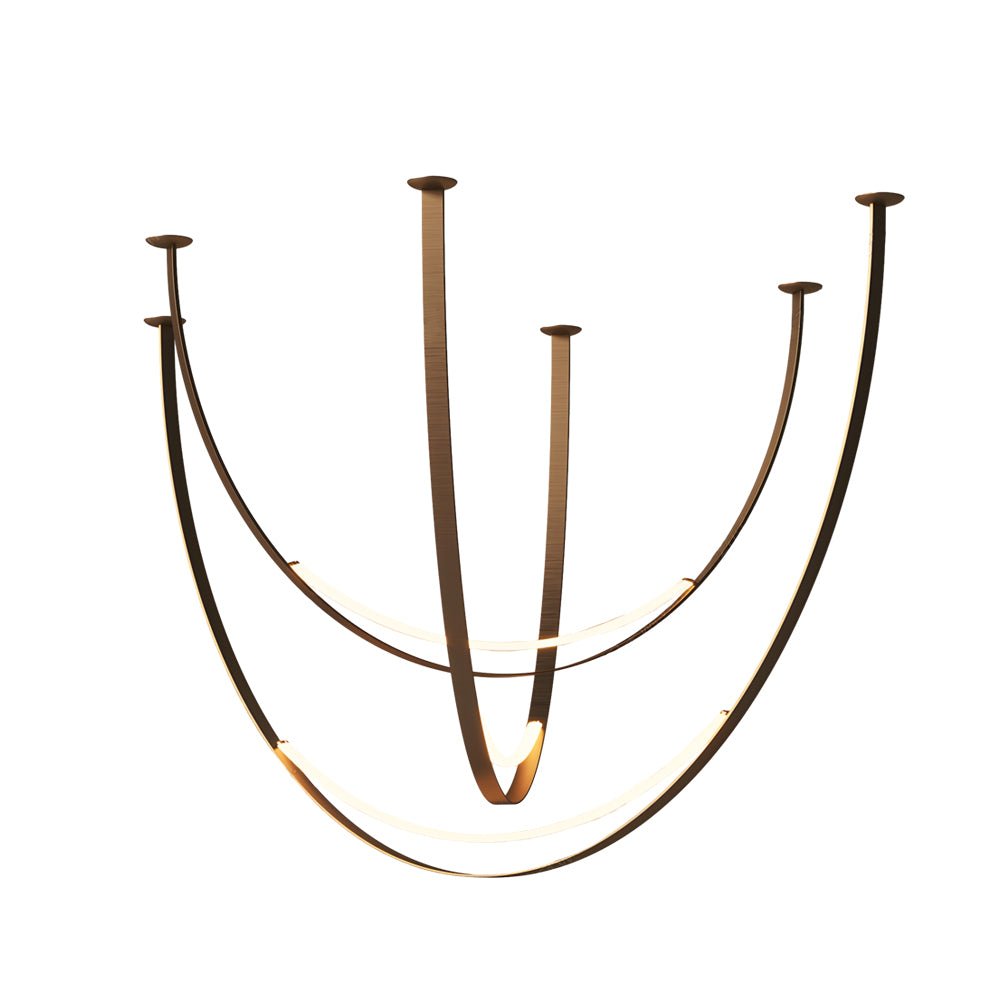 Modern LED Belt Pendant Chandelier — Iron and Leather, 1- or 3-Light, Hardwired, 3000K Warm White, Staircase and Living Room