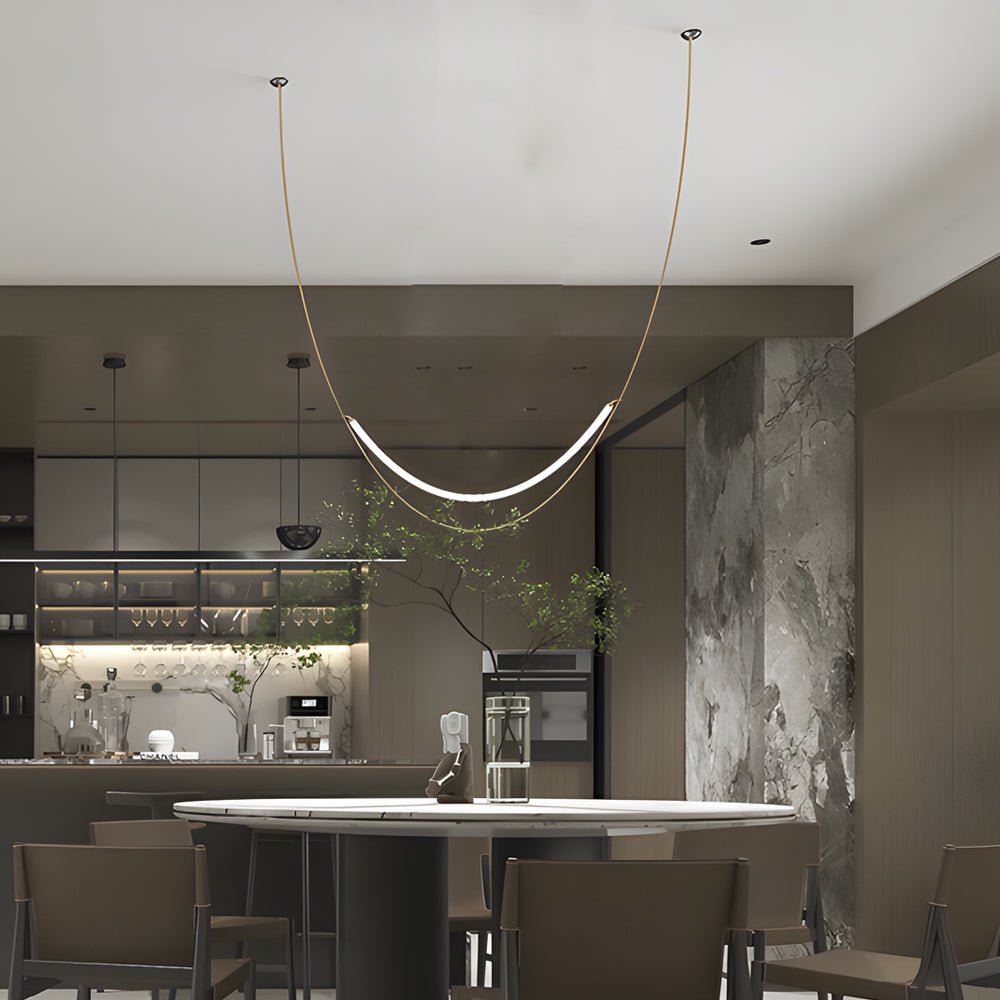 Modern LED Belt Pendant Chandelier — Iron and Leather, 1- or 3-Light, Hardwired, 3000K Warm White, Staircase and Living Room