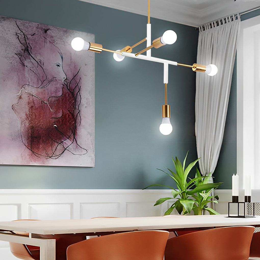 Irregular Branch Modern Chandelier — Electroplated Iron with Copper Arms, 5-Light LED, 33" Diameter