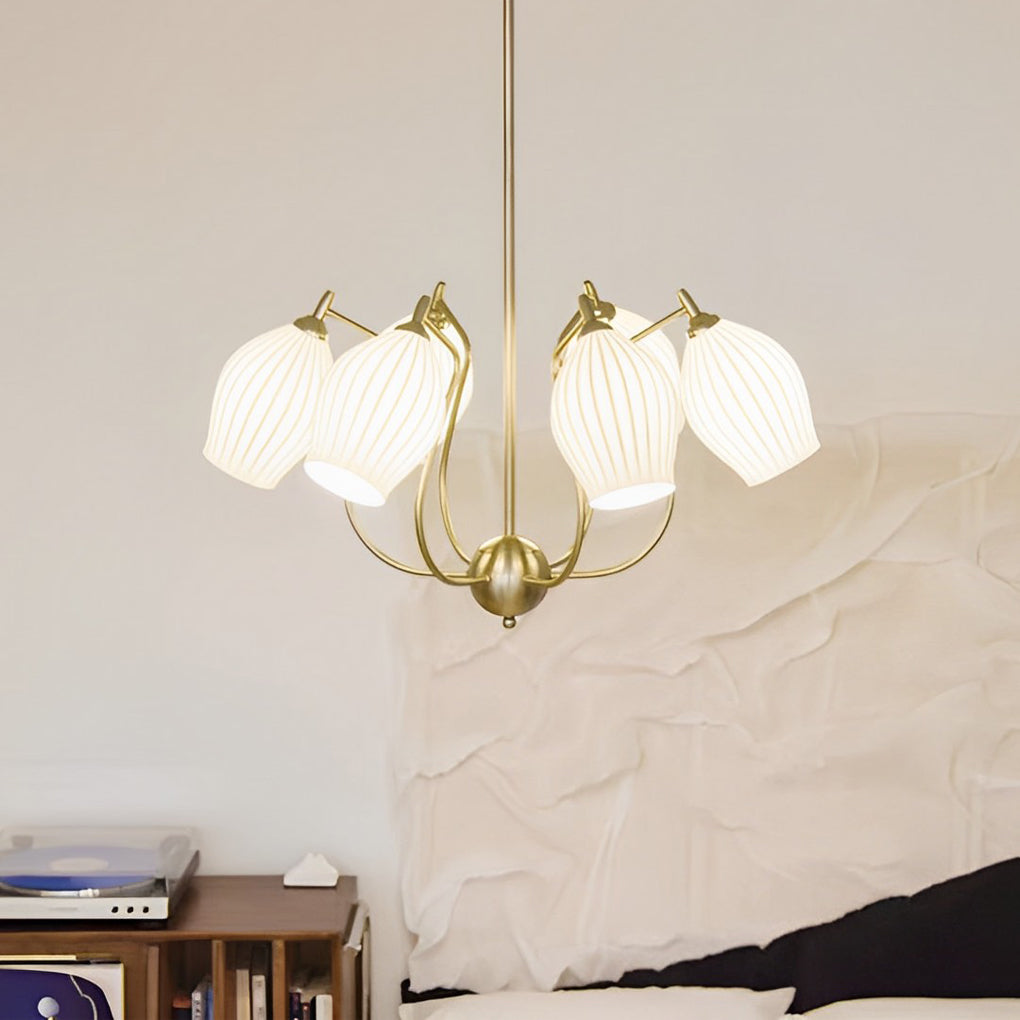 Flower-Shaped Ceramic Modern Chandelier — Iron, E14 12W, 3000K Warm White, 4-Light / 6-Light / 8-Light