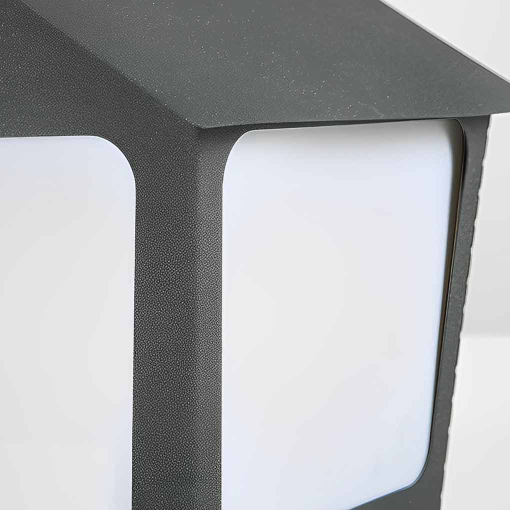 Cottage-Shaped Outdoor Pillar Light — Stainless Steel & Acrylic, Solar / Hardwired, LED, IP54, Warm White 3000K