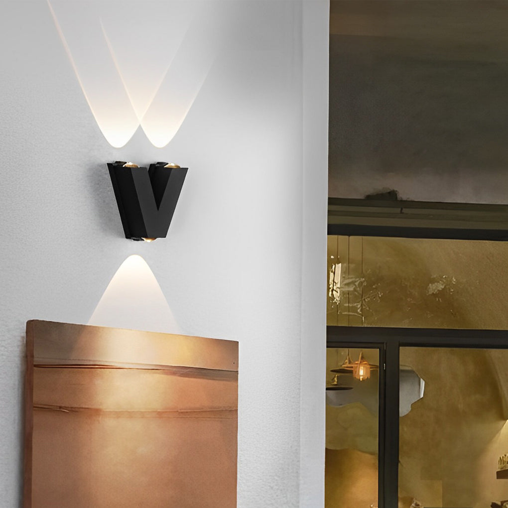 Modern Waterproof LED Outdoor Wall Sconce Lighting with N/V/W Letters - Creative Design