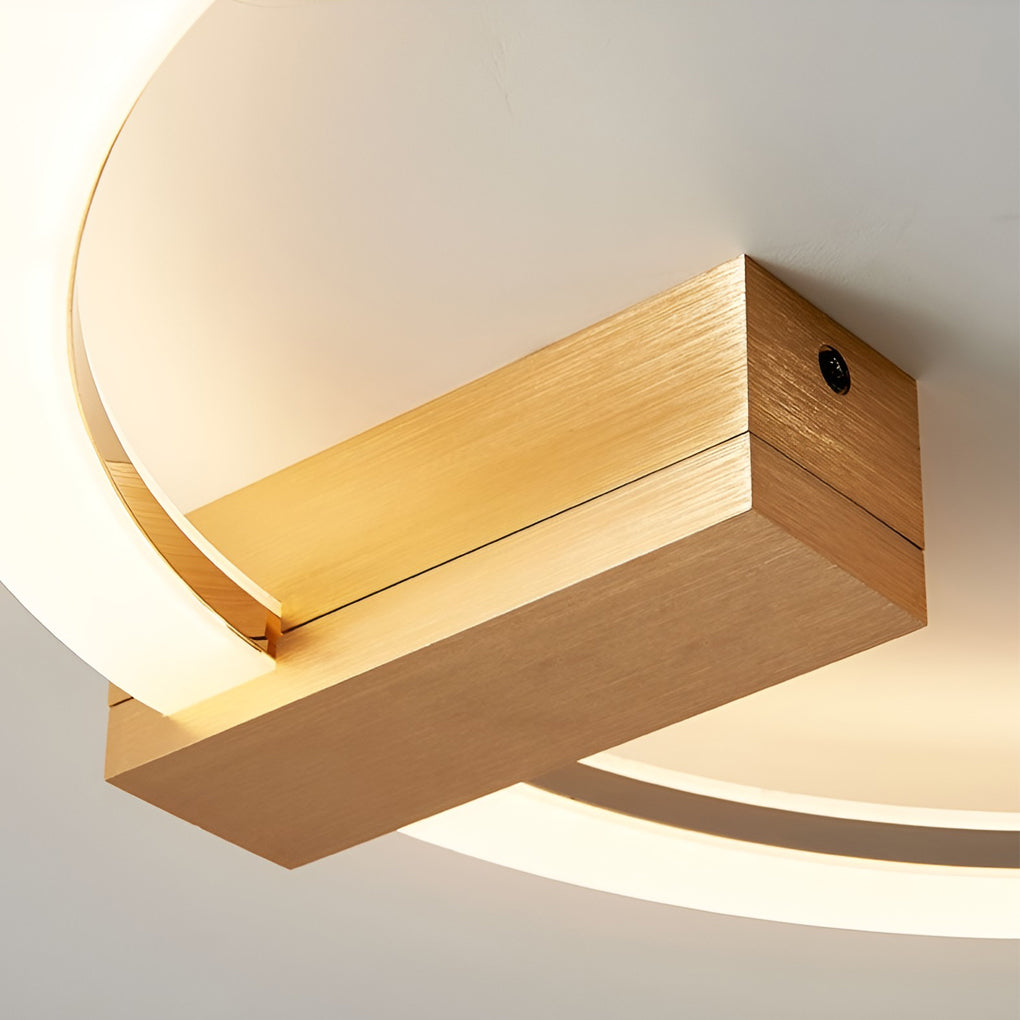 Modern Circle LED Wall Sconce — Iron and Acrylic, 3-Step Dimming, Remote, 4500K, Coffee or Gold, 8"–16"