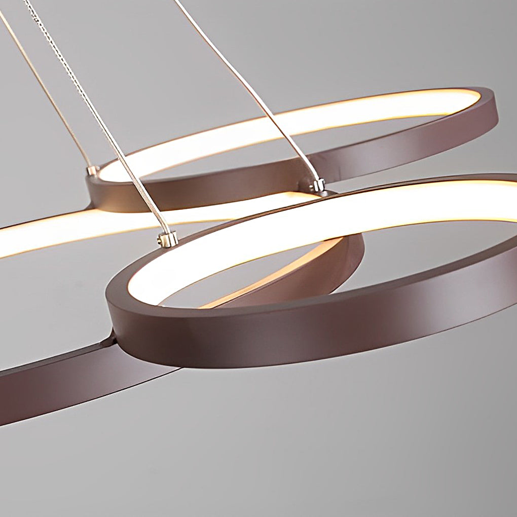 3-Ring Modern Chandelier — Iron and PMMA, Dimmable, Remote Control, 3000K–6000K, 60W