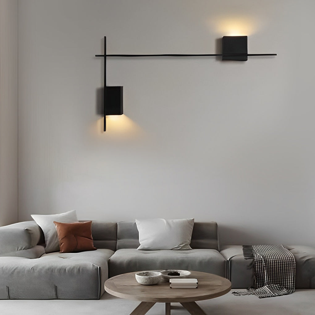 Square Strip Linear Wall Sconce — Iron, LED 10W, Three-Step Dimming (3000K/4500K/6000K), Black or White