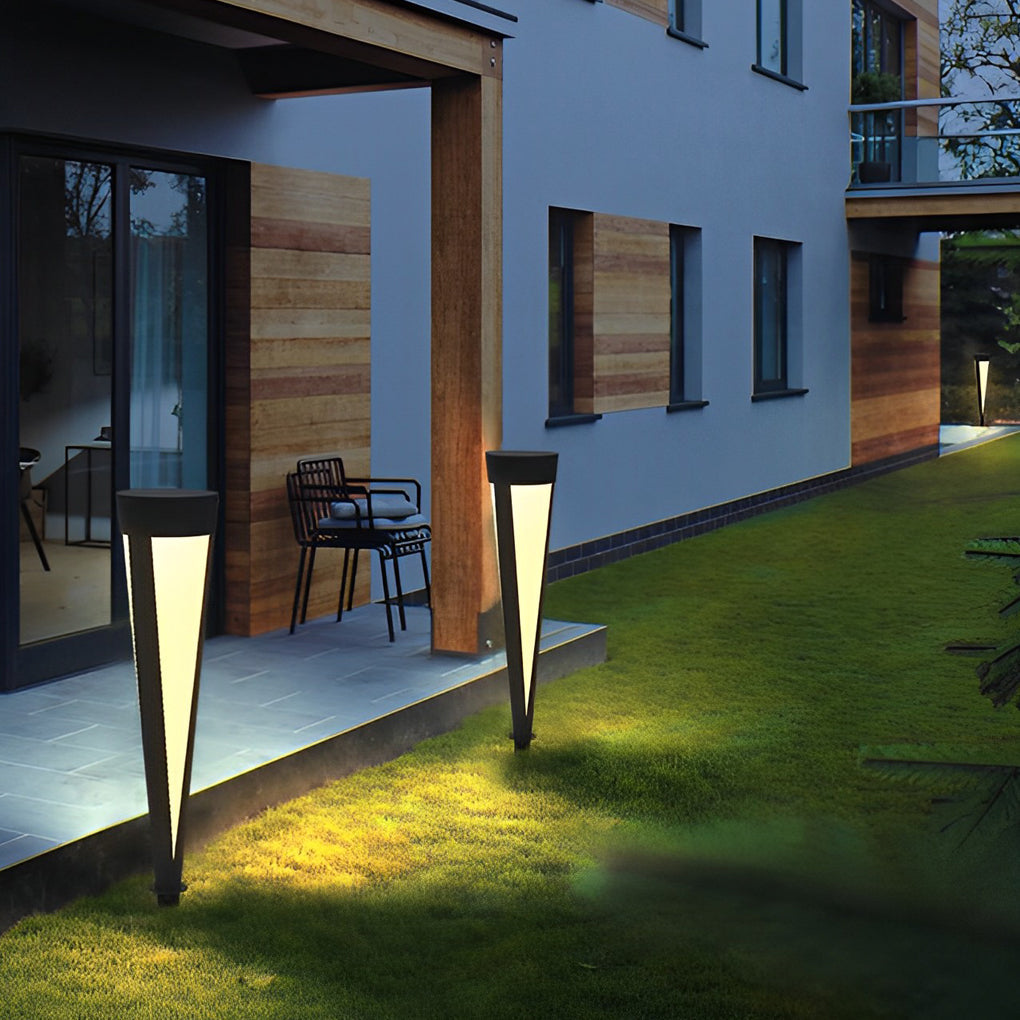 Round Solar Outdoor Bollard Light — Gray Aluminum & Acrylic, LED 10W, IP54, 6" × 24", Warm White 3000K