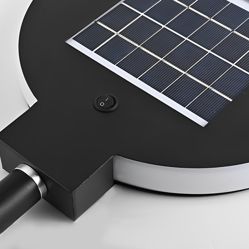Circular Geometric Solar LED Path Light — Stainless Steel & Silicone, Black, IP54, 3000K Warm White