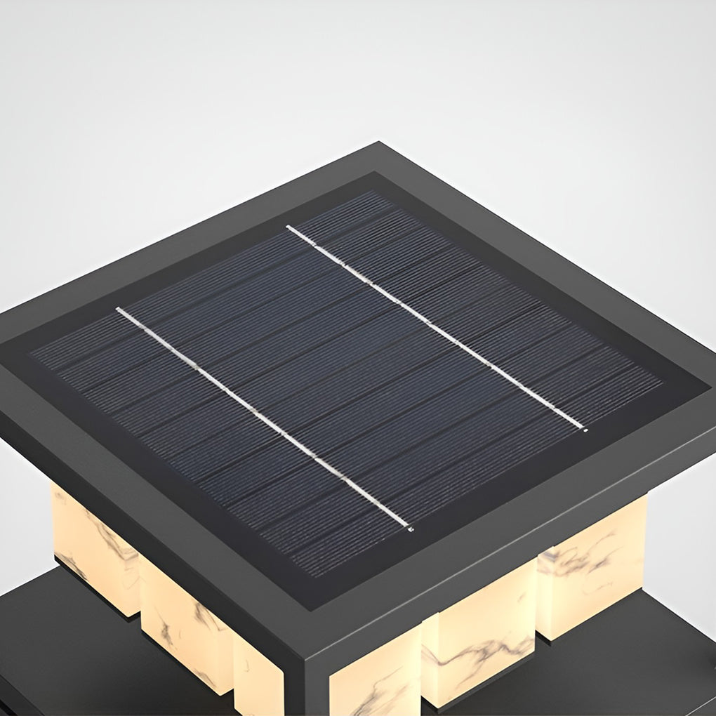 Modern Square Solar Deck Post Cap Light — Stainless Steel & PC, LED, IP65 Weatherproof, Warm White 3000K