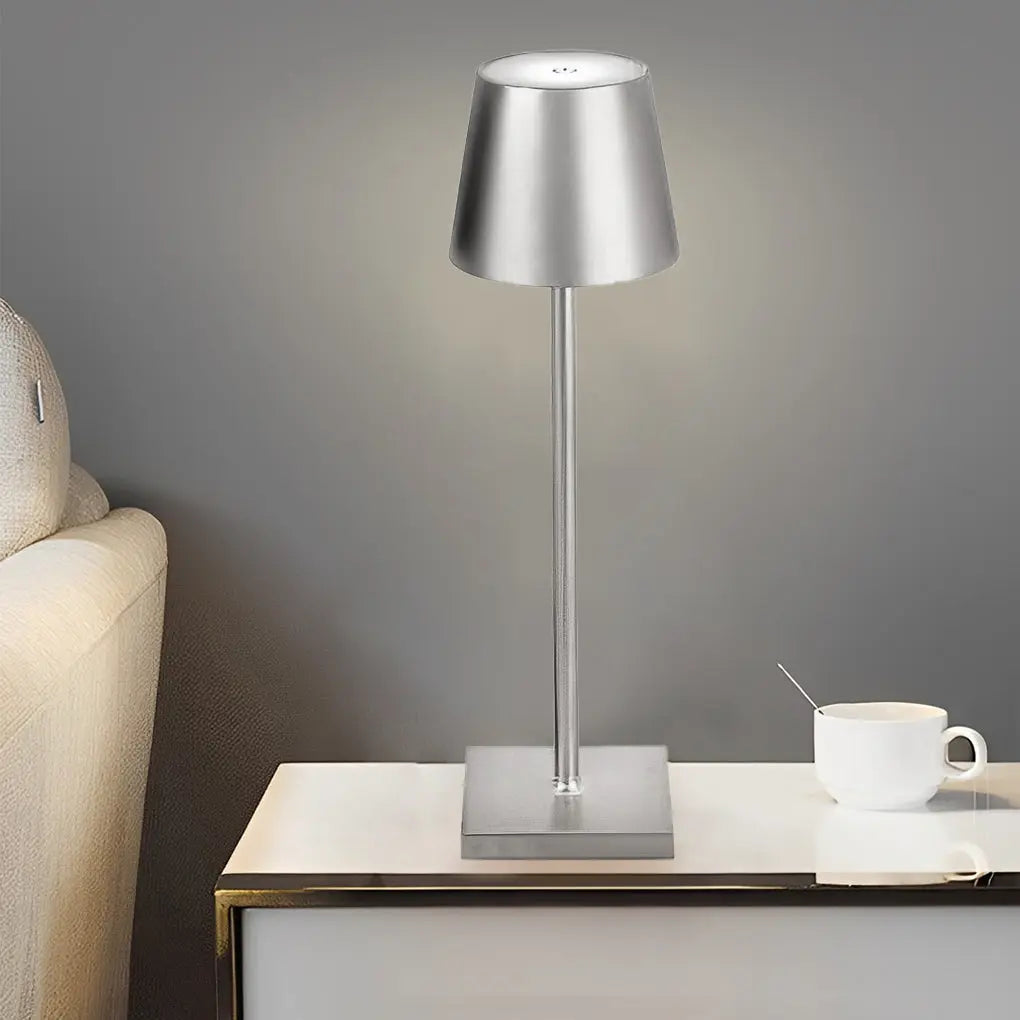 Portable Touch-Control Table Lamp with Rechargeable Aluminum Design - Top Hat Luxe