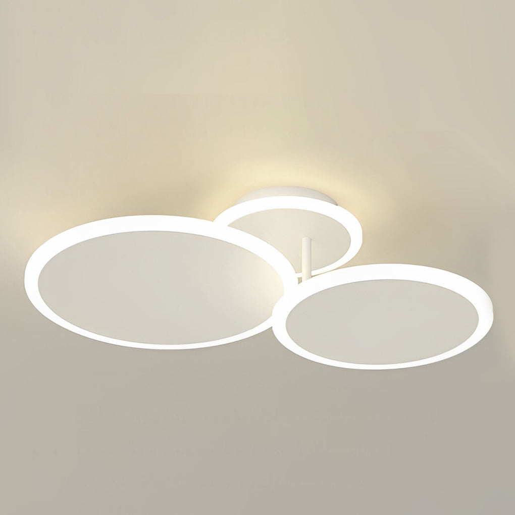 Circular LED Semi-Flush Mount — Matte White Acrylic & Iron, 2/3/6-Light, Three-Step Dimming