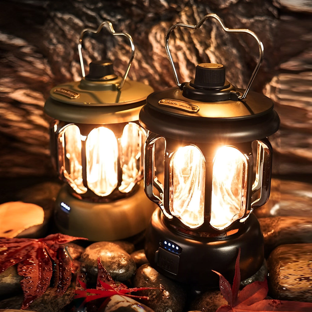 Retro Portable Outdoor Camping Lantern — ABS and Iron, Rechargeable LED, Type-C, 4W 150lm, 6"