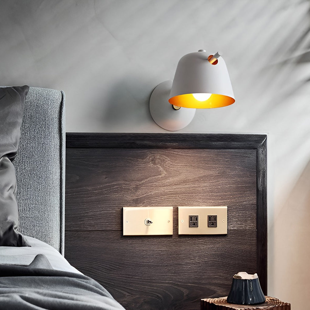 Hat-Style Minimalist Wall Sconce — Matte Iron, E27, 3000K, White / Black / Blue