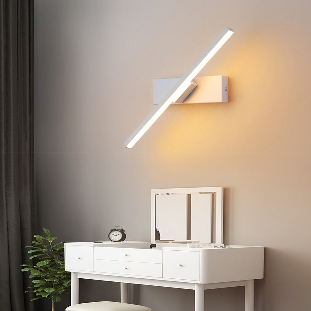 330° Rotatable Linear LED Wall Sconce — Aluminum & Iron, Black or White, 12" or 20"