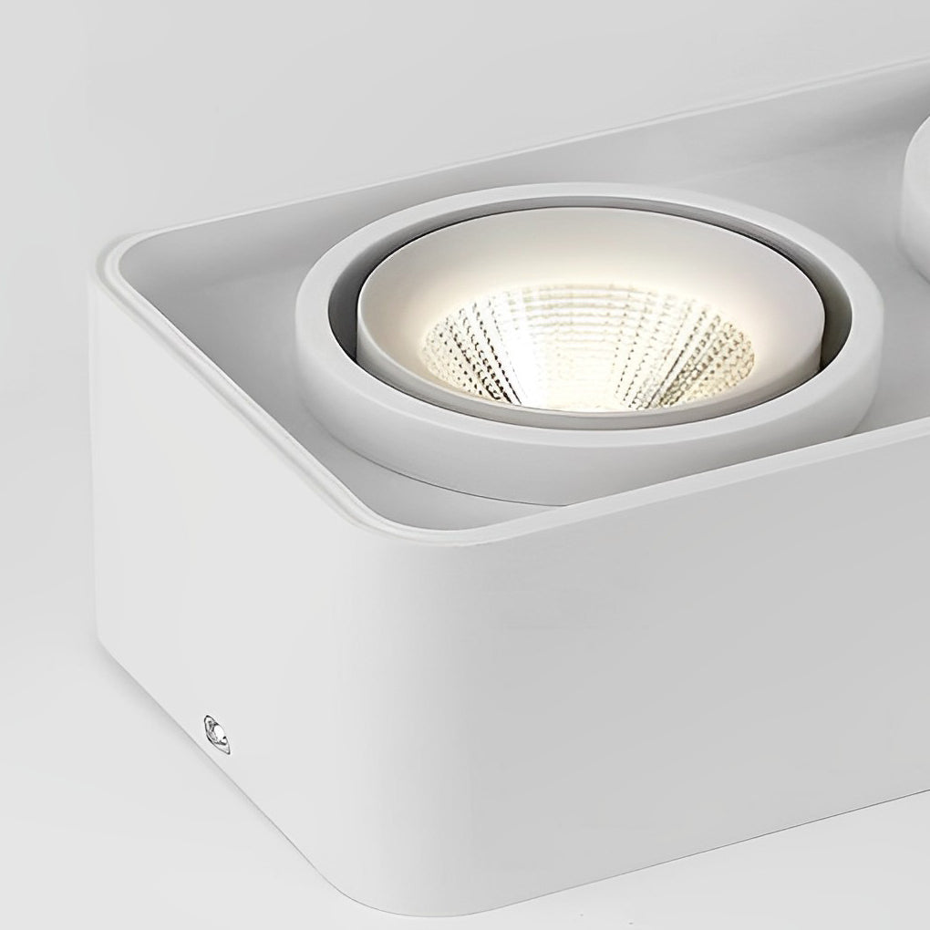 Square Adjustable Surface-Mount Spotlight — Iron, Three-Step Dimming LED, 360° Rotation, 1- or 2-Light