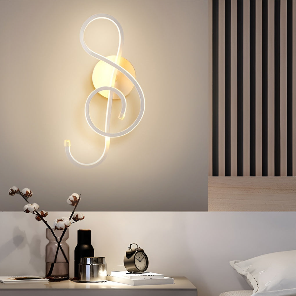Musical Note LED Wall Sconce — Aluminum, Electroplated, Warm White / Daylight, 6.7" × 14.2"