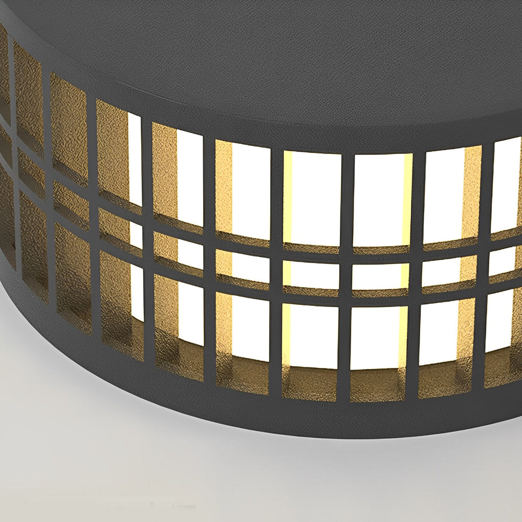 Modern Round Solar Fence Post Light — Black Stainless Steel, LED, IP65 Weatherproof