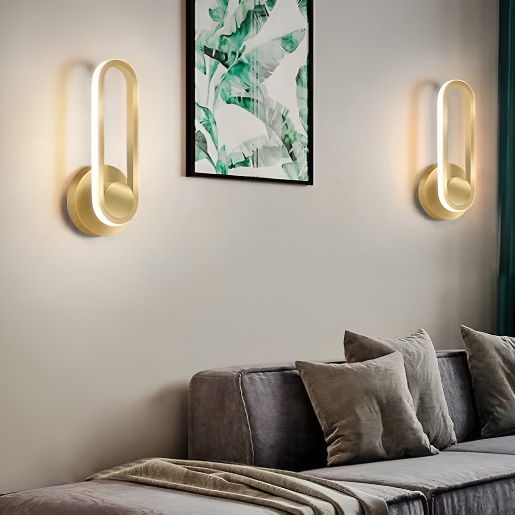 330° Rotatable Rounded-Rectangular LED Wall Sconce — Metal, Silicone Shade, Modern, Gold / Black / White