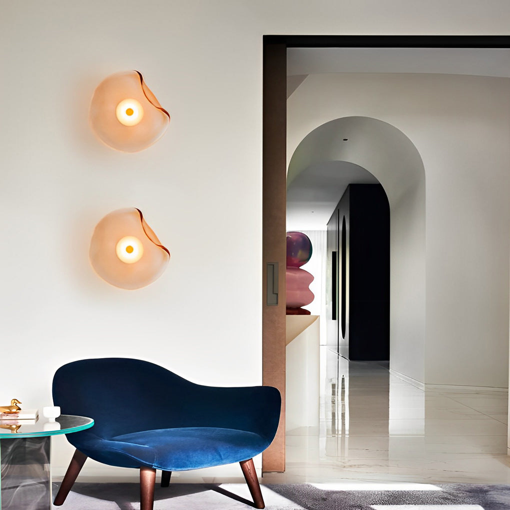 Postmodern Irregular Round Glass Wall Sconce — 10" Diffused, Warm White 3000K, Brown / Smoke Gray / Light Purple