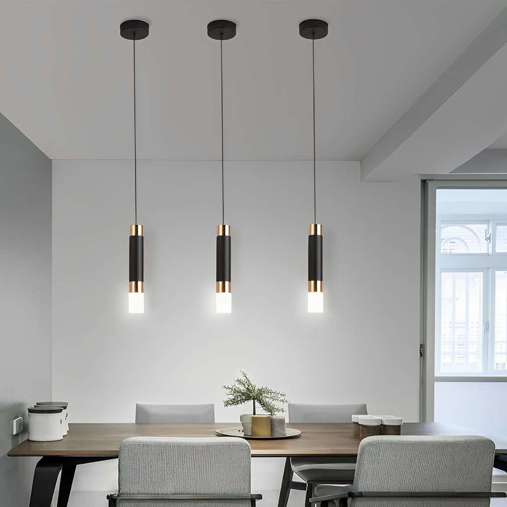 Minimalist Black LED Mini Pendant — Aluminum and Bubble Acrylic, Adjustable 78" Cord